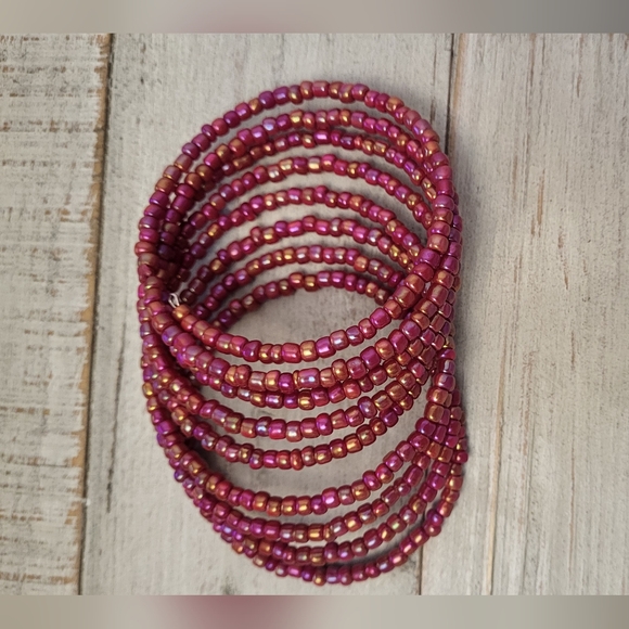 Handmade boho style seed bead memory wire wrap bracelet,beaded bracelet - Picture 6 of 6